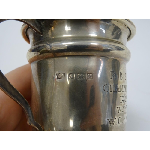 515 - Early to mid 20th century silver two-handled trophy cup, engraved 'BBC Championship 1942 Winner W C ... 