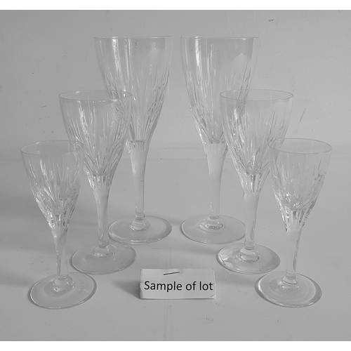 73 - Set of eight Stuart cut glass wines, approx 19cm high, six Stuart wines of the same pattern, approx ... 