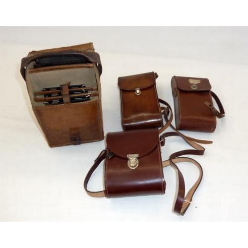 158 - A Kodak No. 3 folding pocket camera model G, in fitted case, two other folding cameras in fitted cas... 