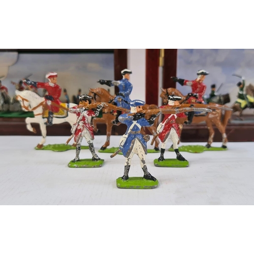 230 - A quantity of lead painted soldiers, (loose) three on horse back and three holding rifles and a quan... 