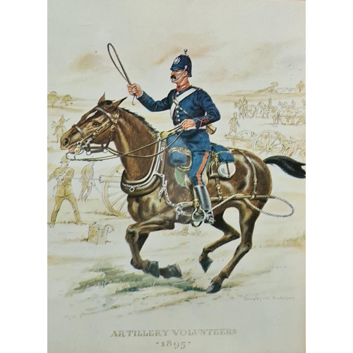 232 - Seven various prints of cavalry on horseback, three other military uniform prints, prints showing co... 