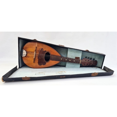 301 - Stained wood and inlaid mandolin in original case