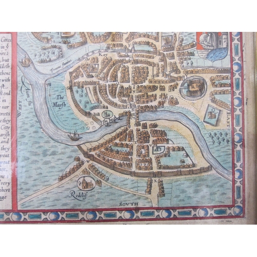 106 - After John Speed  ( 1552 -1629) - Map
 Glocestershire c. 1610, topographical study of Gloucester (si... 