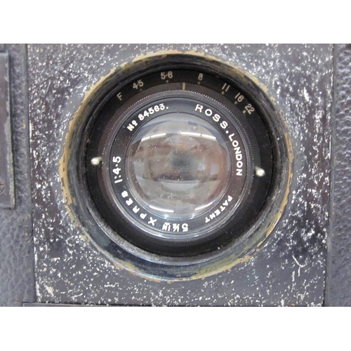 157 - A Marion & Co reflex camera patent no. 22698-0, with Ross London lens, no 84563 and extra plates in ... 