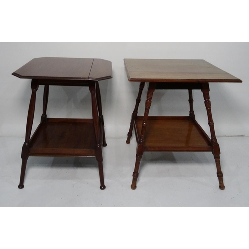 1099 - 19th century mahogany centre table, the square top with moulded edge and canted corners, on turned s... 