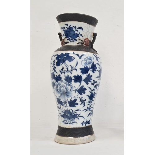 110 - Japanese cloisonne enamel and earthenware vase and cover, ovoid, floral decorated panels, on a turqu... 