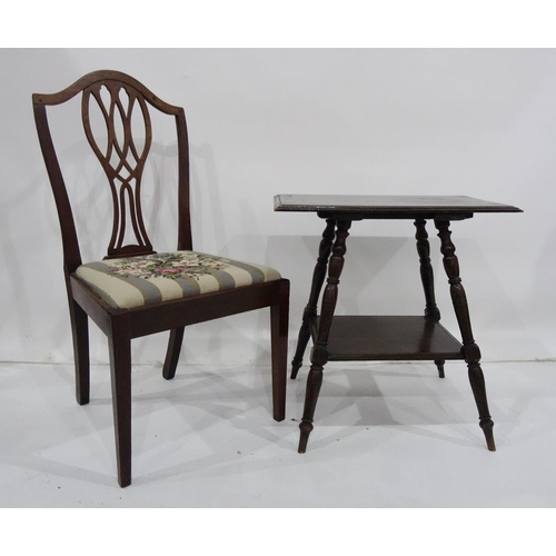 1100 - Rectangular two-tier side table and a mahogany Georgian single chair (2)