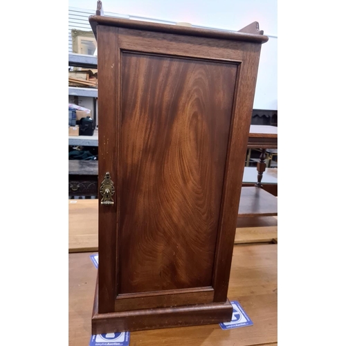 1103 - Late 19th century mahogany single-door pot cupboard with three-quarter gallery top