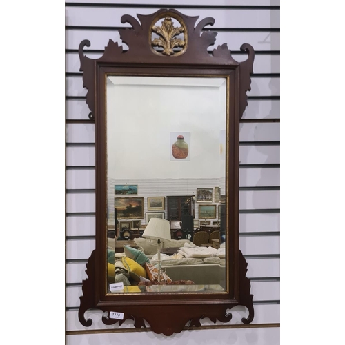 1110 - 19th century mahogany fretwork carved framed rectangular mirror