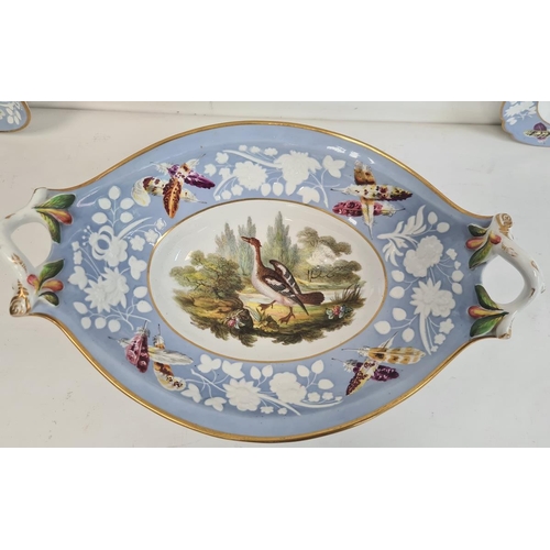 25 - Two 19th century Spode Ornithological porcelain plates in Red Start and Goosander, circa 1820, patte... 