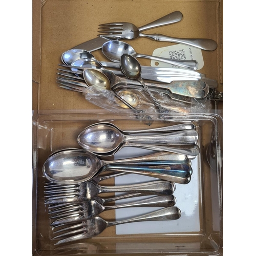 269 - Assorted plated flatware including toast rack and other items (1 box)