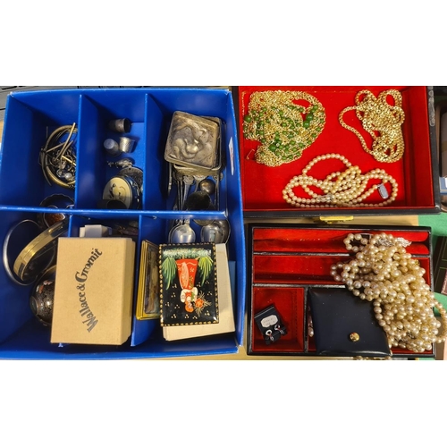 296 - Quantity of costume jewellery to include silver charm bracelets, compacts, silver and reconstituted ... 