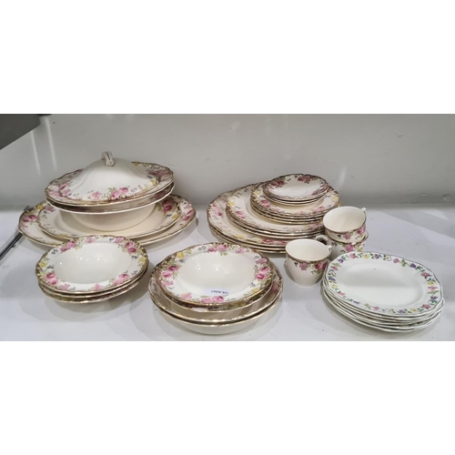 55 - Royal Doulton pottery part tea and dinner service 'English Rose' pattern, no.D6071, comprising two t... 