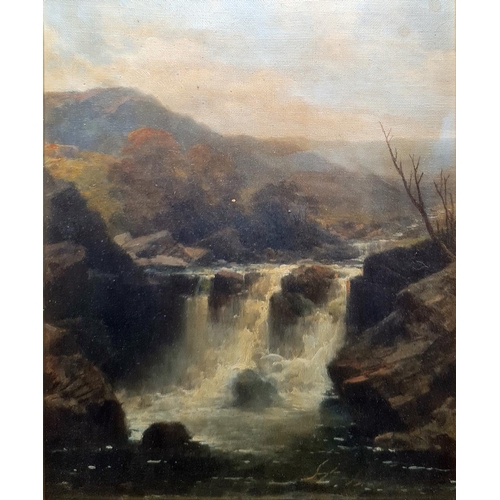 575 - 19th century school
 Pair oils on canvas
 Country landscapes with rivers and waterfalls, unsigned, 2... 