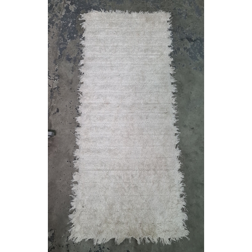 1358 - Cream ground rug with striped decoration and another rug (2)