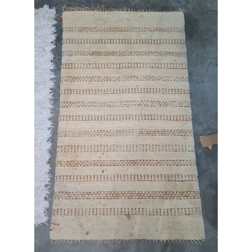 1358 - Cream ground rug with striped decoration and another rug (2)