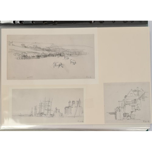 489 - Frank Lewis Emmanuel (1865-1948)
 Collection of pencil sketches 
 Country landscape and harbour scen... 