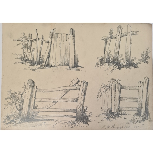 489 - Frank Lewis Emmanuel (1865-1948)
 Collection of pencil sketches 
 Country landscape and harbour scen... 