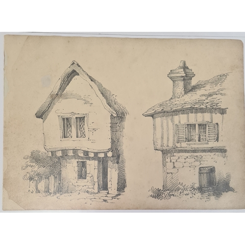 489 - Frank Lewis Emmanuel (1865-1948)
 Collection of pencil sketches 
 Country landscape and harbour scen... 