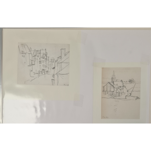 489 - Frank Lewis Emmanuel (1865-1948)
 Collection of pencil sketches 
 Country landscape and harbour scen... 