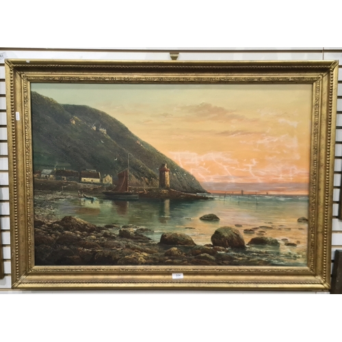 584 - J H Blunt (late 19th century)
 Oil on canvas 
 Lynmouth Harbour, signed and dated lower right 85, 59... 