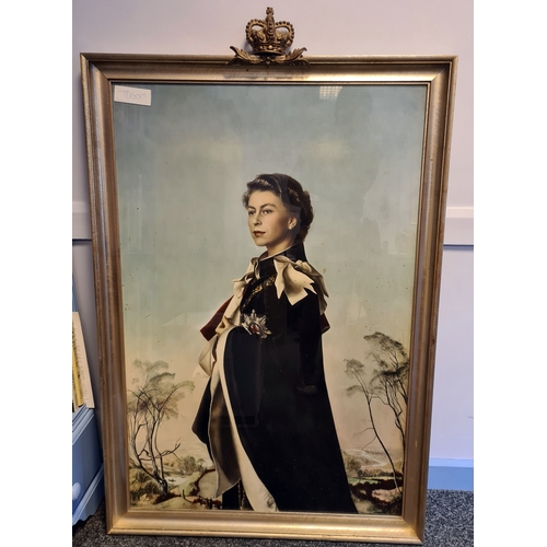 553 - After Annigoni 
Colour print
Queen Elizabeth, portrait study, 75 x 113 cm 
From family of Sir Humphr... 