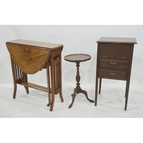 1089 - Walnut drop leaf side table, a wine table, etc (6)