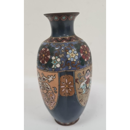 132 - Japanese cloisonné vase, panelled (damaged)