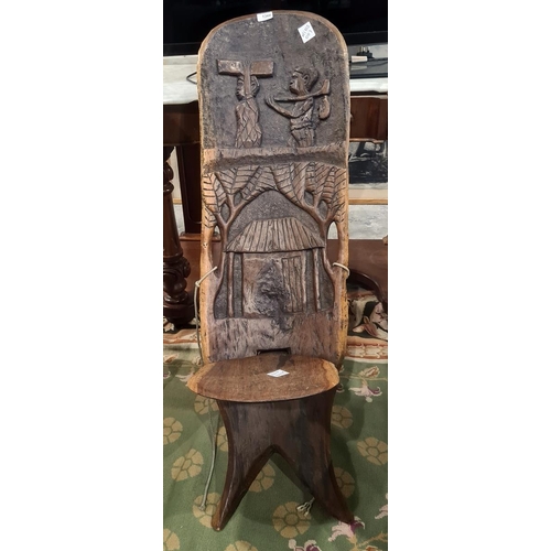 1344 - African chair with carved back