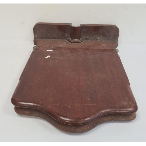 1398 - Vintage wooden lavatory seat, brass electrolier and a wrought iron spark guard (3)