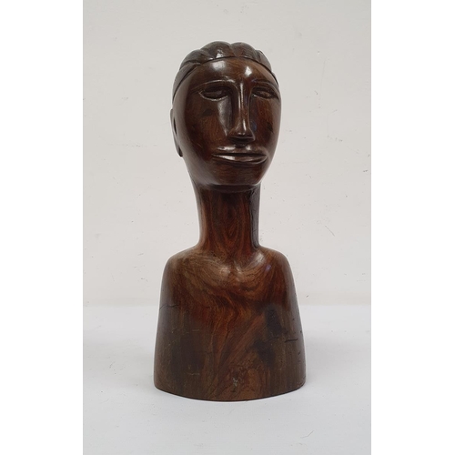 146 - Carved hardwood head and shoulders bust of a man, 27cm high