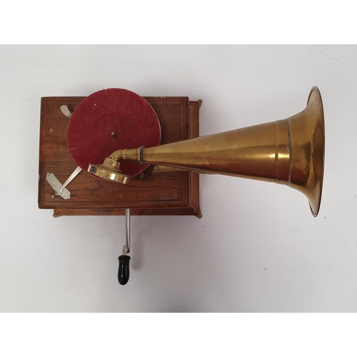 149 - Varaphone table-top gramophone in wooden case with brass trumpet