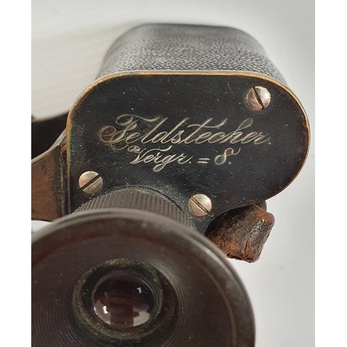 155 - Pair of Carl Zeiss WWI Feldstecher binoculars inscribed 'Carl Zeiss Jena DRP, Feldstecher VERGR.=8' ... 