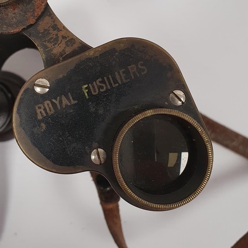 155 - Pair of Carl Zeiss WWI Feldstecher binoculars inscribed 'Carl Zeiss Jena DRP, Feldstecher VERGR.=8' ... 