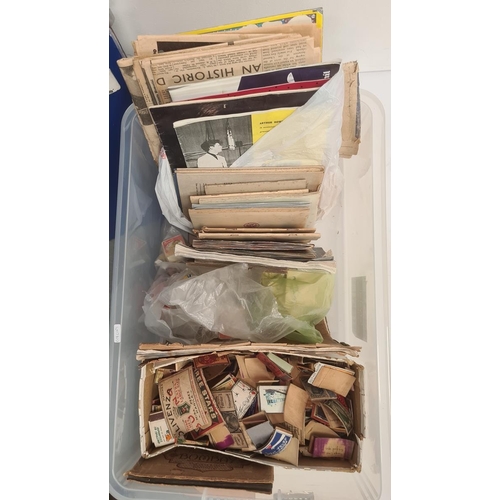 187 - Quantity of assorted ephemera to include an album of early 20th century matchbox covers arranged by ... 