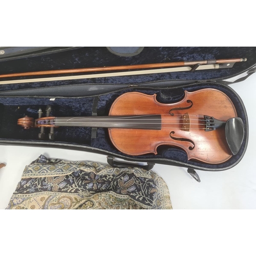 188 - Violin with two-piece back bearing internal paper label reading 