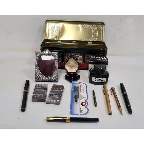 226 - Silver photo frame with heart-shaped aperture and gadroon border, a Mont Blanc fountain pen with 14k... 