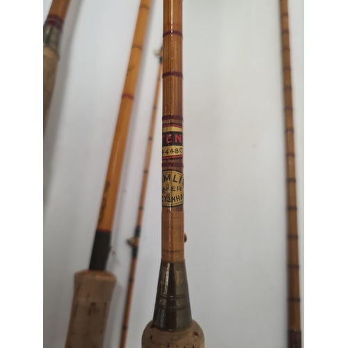 238 - Hamlin of Cheltenham cane fishing rod in canvas case, a Farlow & Co Ltd 'Jubilee' split cane rod in ... 