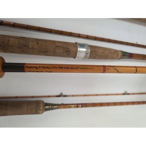 238 - Hamlin of Cheltenham cane fishing rod in canvas case, a Farlow & Co Ltd 'Jubilee' split cane rod in ... 