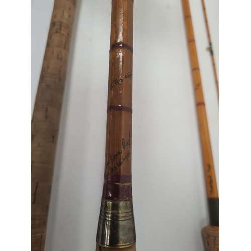 238 - Hamlin of Cheltenham cane fishing rod in canvas case, a Farlow & Co Ltd 'Jubilee' split cane rod in ... 