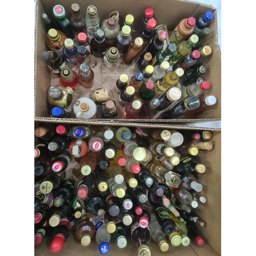 270 - Approximately 140 assorted miniatures of various whiskies, liqueurs, brandies, etc.