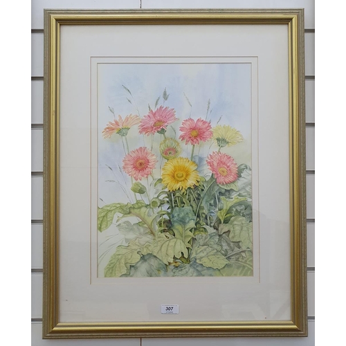 307 - Maureen Radcliffe (20th century)
 Watercolour 
 Still life study of flowers, signed and dated 1992 l... 