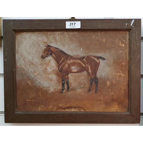 317 - Early 20th century school
 Watercolour and pastel
 Study of a racing horse, initialled lower left 'A... 