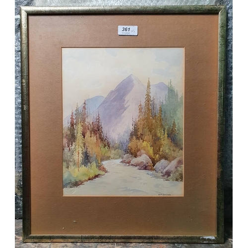 361 - E W Sellors (early 20th century)
 Watercolour
 Mountainous scene, 28cm x 27cm 
 E W Sellors (early 2... 