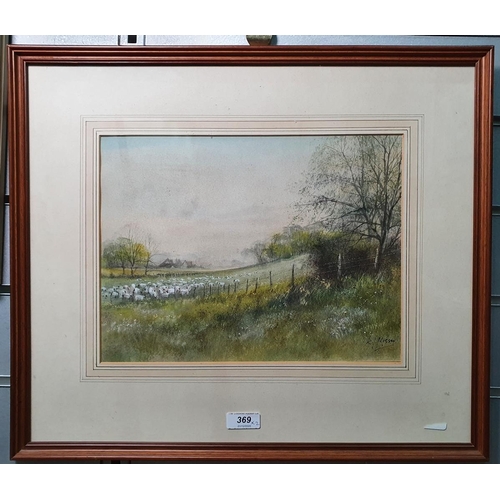 369 - Ken Messer (1931-2008)
 Watercolour
 Minster Lovell, signed, 25cm x 34cm 
 Ken Messer 
 Watercolour
... 