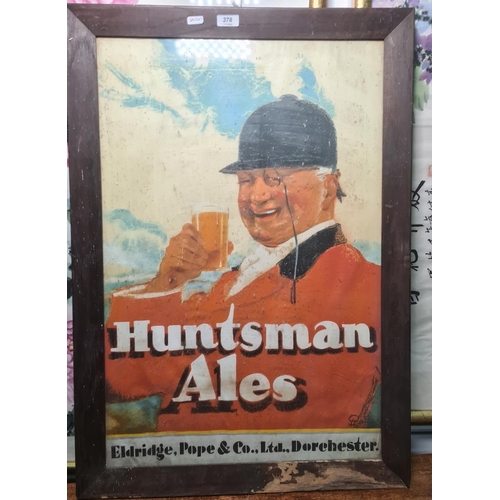 378 - Poster for Huntsman Ales by Eldridge, Pope & Co Ltd, Dorchester, framed, 72cm x 47cm together with a... 