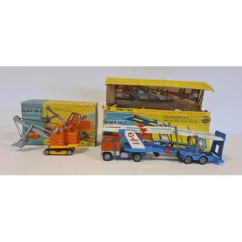 512 - Corgi Major Toys 1138 car transporter with Ford tilt cab 'H' series tractor, boxed and a Corgi Major... 