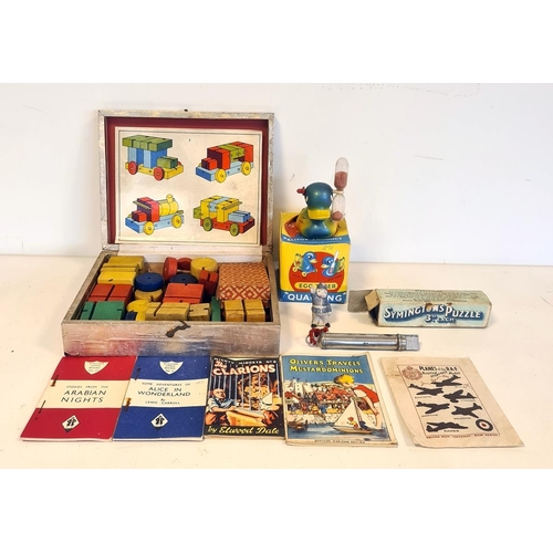 516 - Pewesti wooden model box, a Quackling Palitoy product , Symingtons puzzle, Gullivers Little Book No.... 