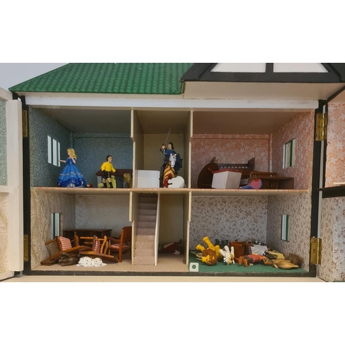 531 - 20th century doll's house in the Tudor style with various 20th century doll's house furniture and to... 