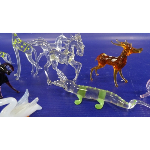 122 - Collection of Murano-style miniature glass model animals, variously coloured and a small quantity of... 